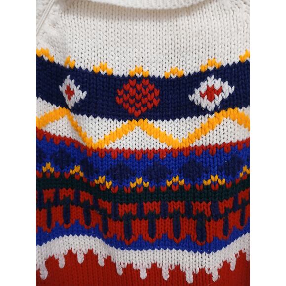 Vintage Handmade Knit Fair Isle Nordic Sweater Sz S/M Boho Granny Ski Lodge Art - Picture 2 of 16
